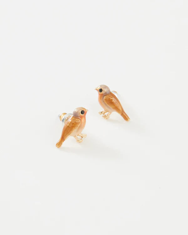 Red Robin Stud Earrings